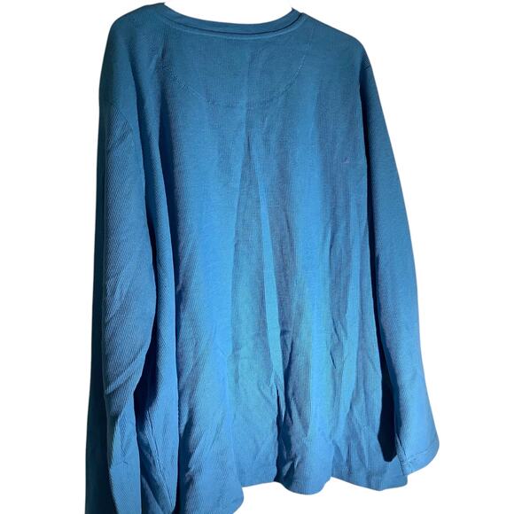 Women's L/S Henley Waffle Weave Pullover Blouse, Sky Blue, 30W-32W - Picture 2 of 5
